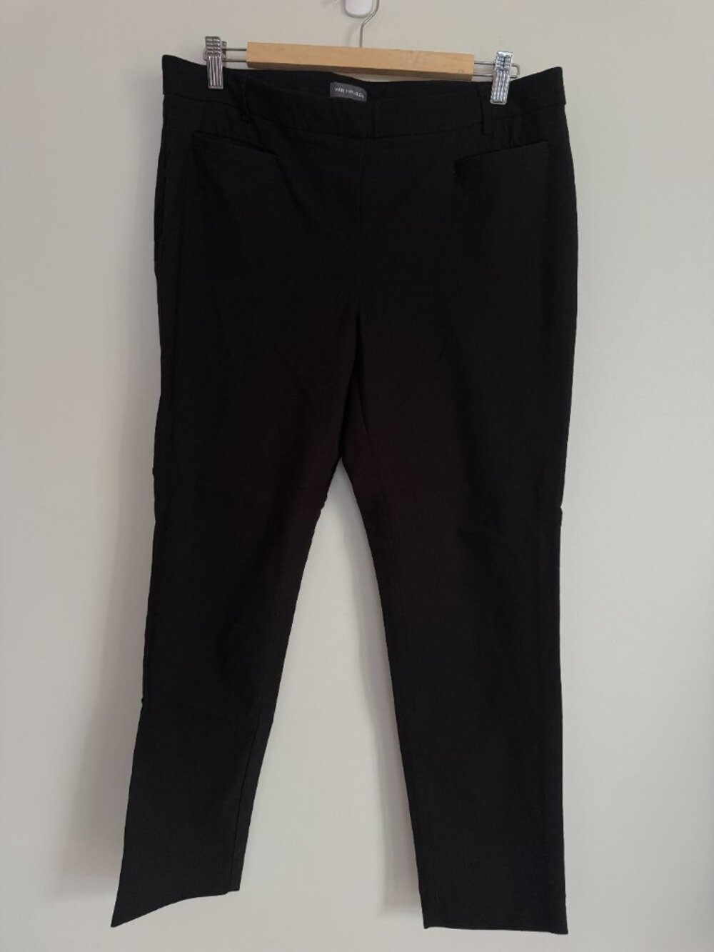 Van Heusen Woman Black Pockets Stretch Straight Leg Trouser Dress Pants Size 14